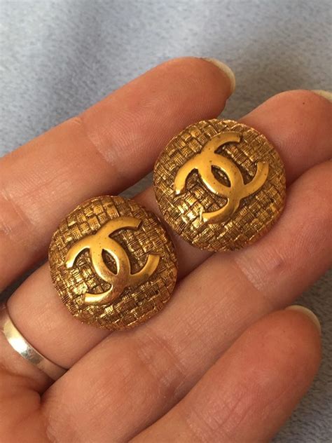 chanel classic signature earrings|authentic chanel logo earrings.